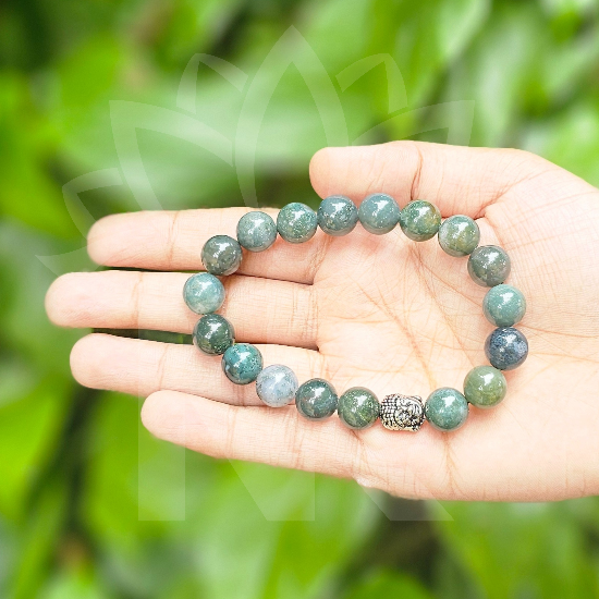 Moss Agate Bracelet- Natural Stone on sale Healing Crystal Mental Health Bracelet