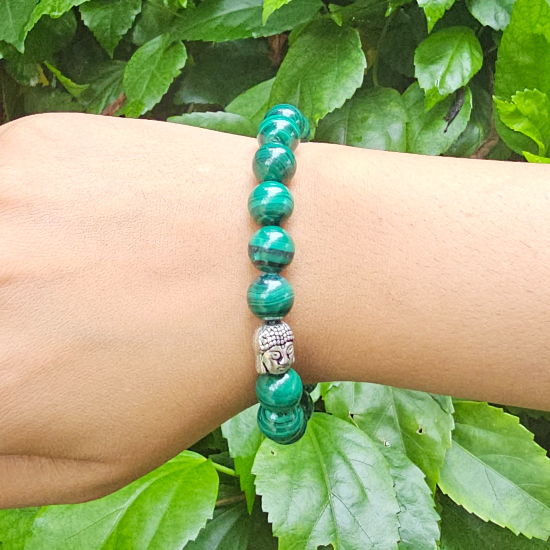Malachite Bracelet For Self-Understanding-(10mm) - Dr. Neeti Kaushik's Shop
