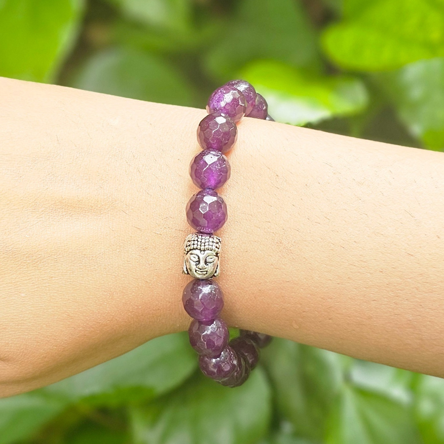 Amethyst Diamond Cut Bracelet For Serenity Seeker-(10mm) - Dr. Neeti Kaushik's Shop