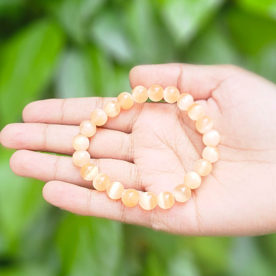 Orange Selenite Bracelet (8mm) To Release Negative Emotions - Dr. Neeti Kaushik's Shop