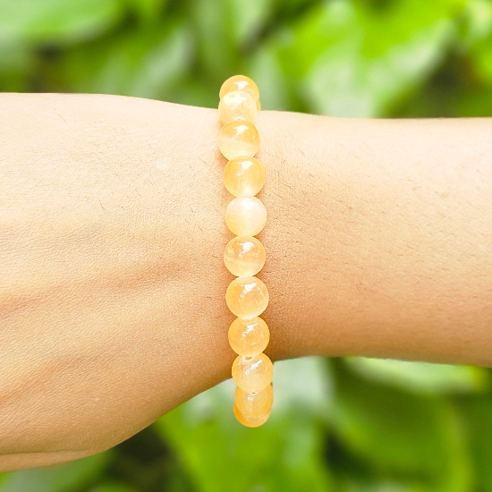 Orange Selenite Bracelet (8mm) To Release Negative Emotions - Dr. Neeti Kaushik's Shop