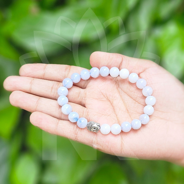 Blue Lace Agate AAA Quality Bracelet For Promoting Peace (8mm) - Dr. Neeti Kaushik's Shop
