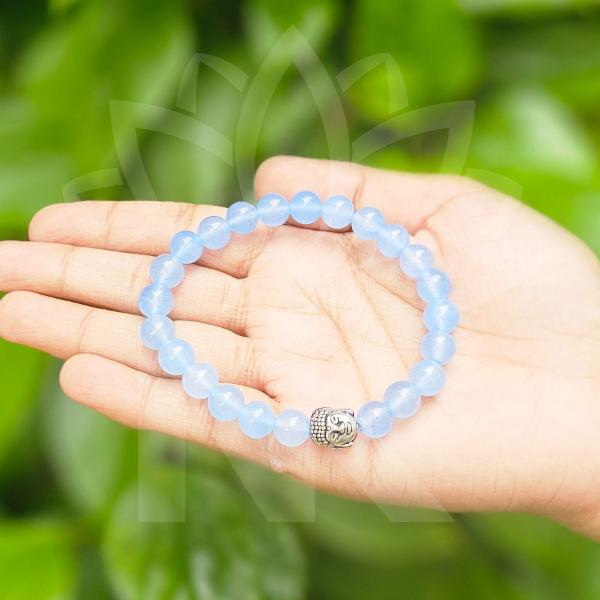 Blue Chalcedony Bracelet For Self-Confidence-(8mm) - Dr. Neeti Kaushik's Shop