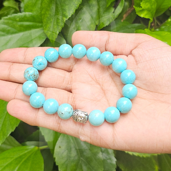 Blue Howlite Bracelet For For Anxiety Relief-(10mm)