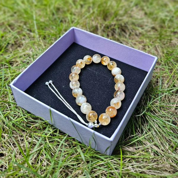 Citrine Bracelet In Silver For Prosperity & Success-(8mm) - Dr. Neeti Kaushik's Shop