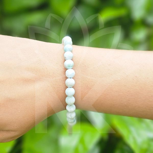Larimar Bracelet covering 4 upper chakra (6mm) - Dr. Neeti Kaushik's Shop