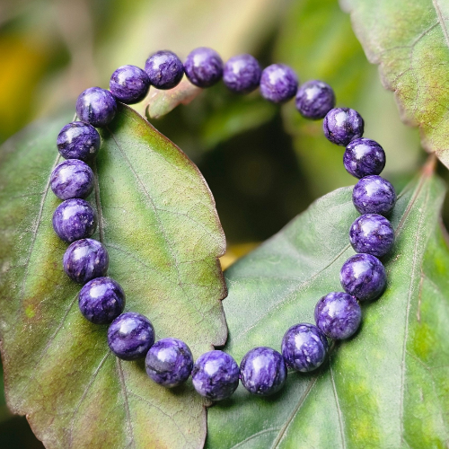 Charoite Bracelet For Spiritual Growth-(8mm) - Dr. Neeti Kaushik's Shop