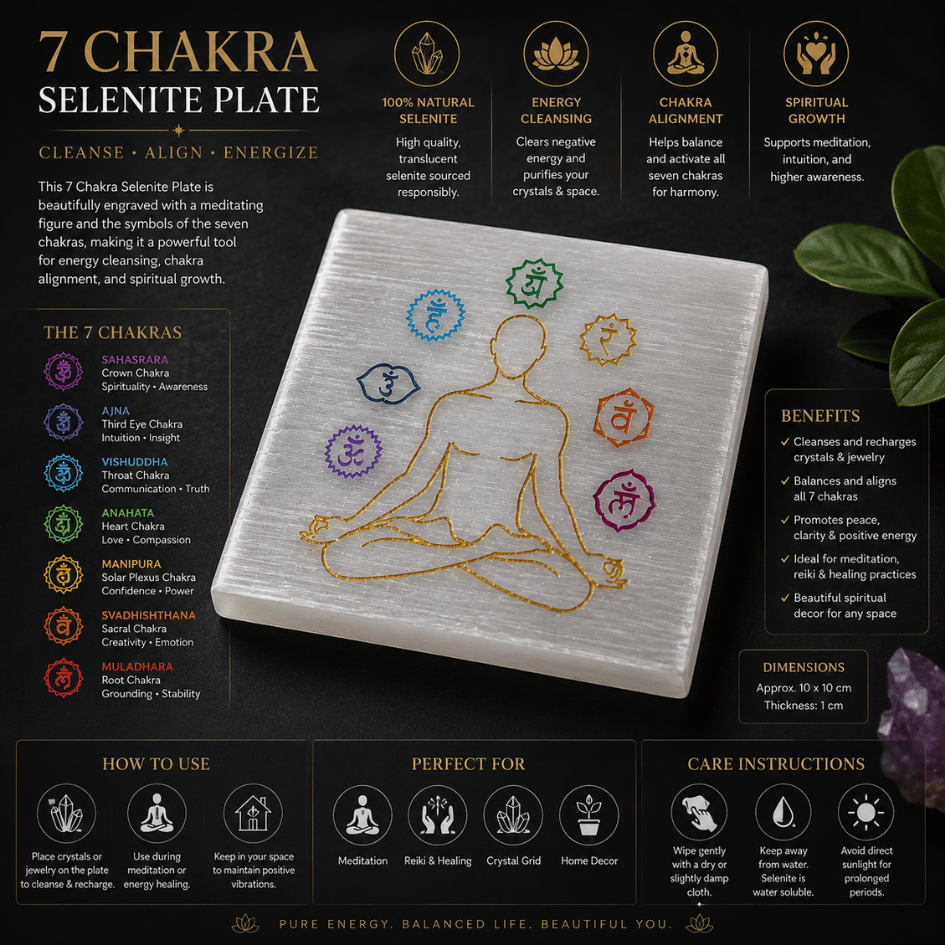 healing selenite stone plate for calm and balance