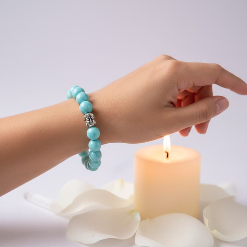 Natural Amazonite gemstone bracelet for harmony and truth"