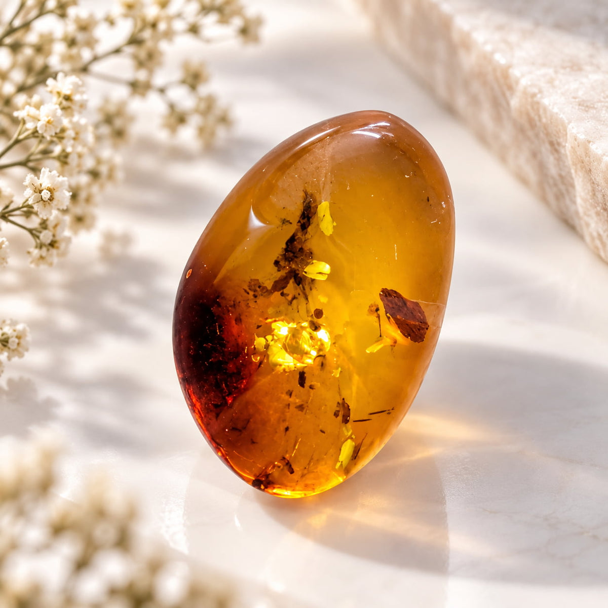 Amber Cabochon Stone for Healing, Protection & Positive Energy