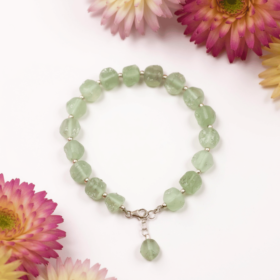 Aquamarine Raw Beads 925 Sterling Silver Bracelet – Calm • Clarity • Emotional Balance