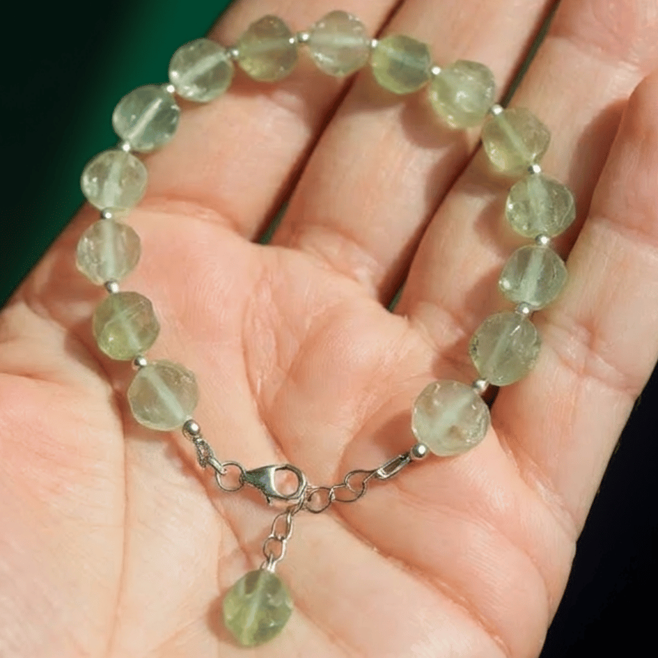 Aquamarine Raw Beads 925 Sterling Silver Bracelet – Calm • Clarity • Emotional Balance