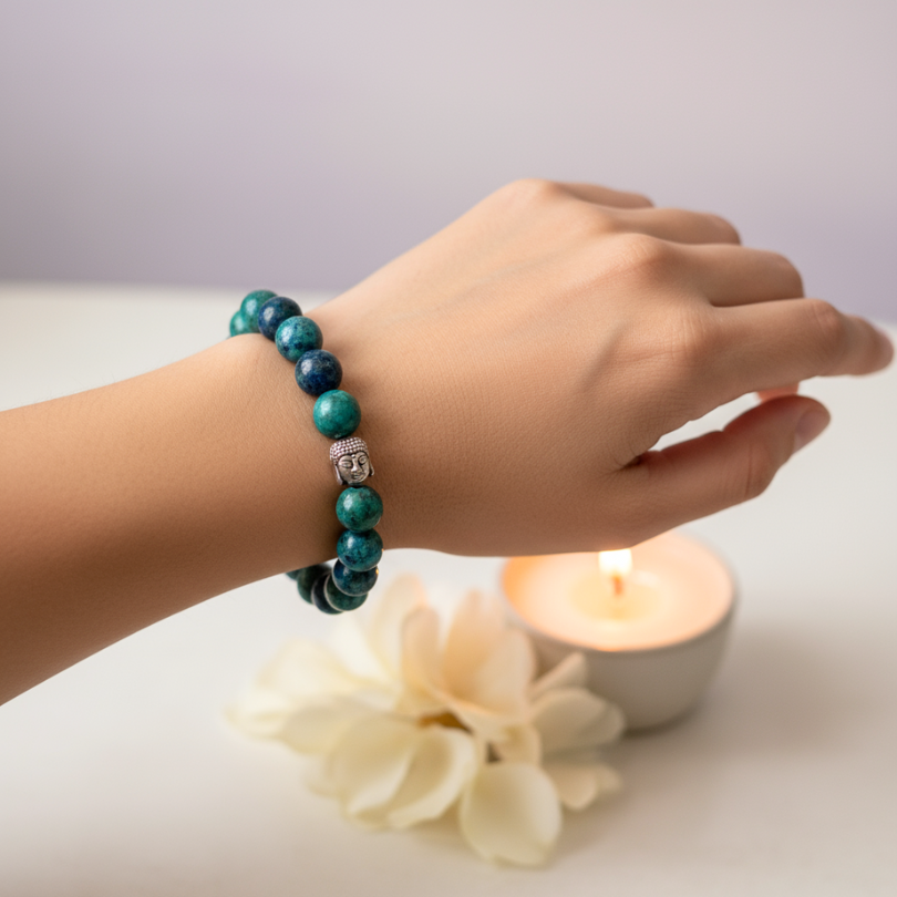 Natural Azurite gemstone bracelet for focus and inner strength