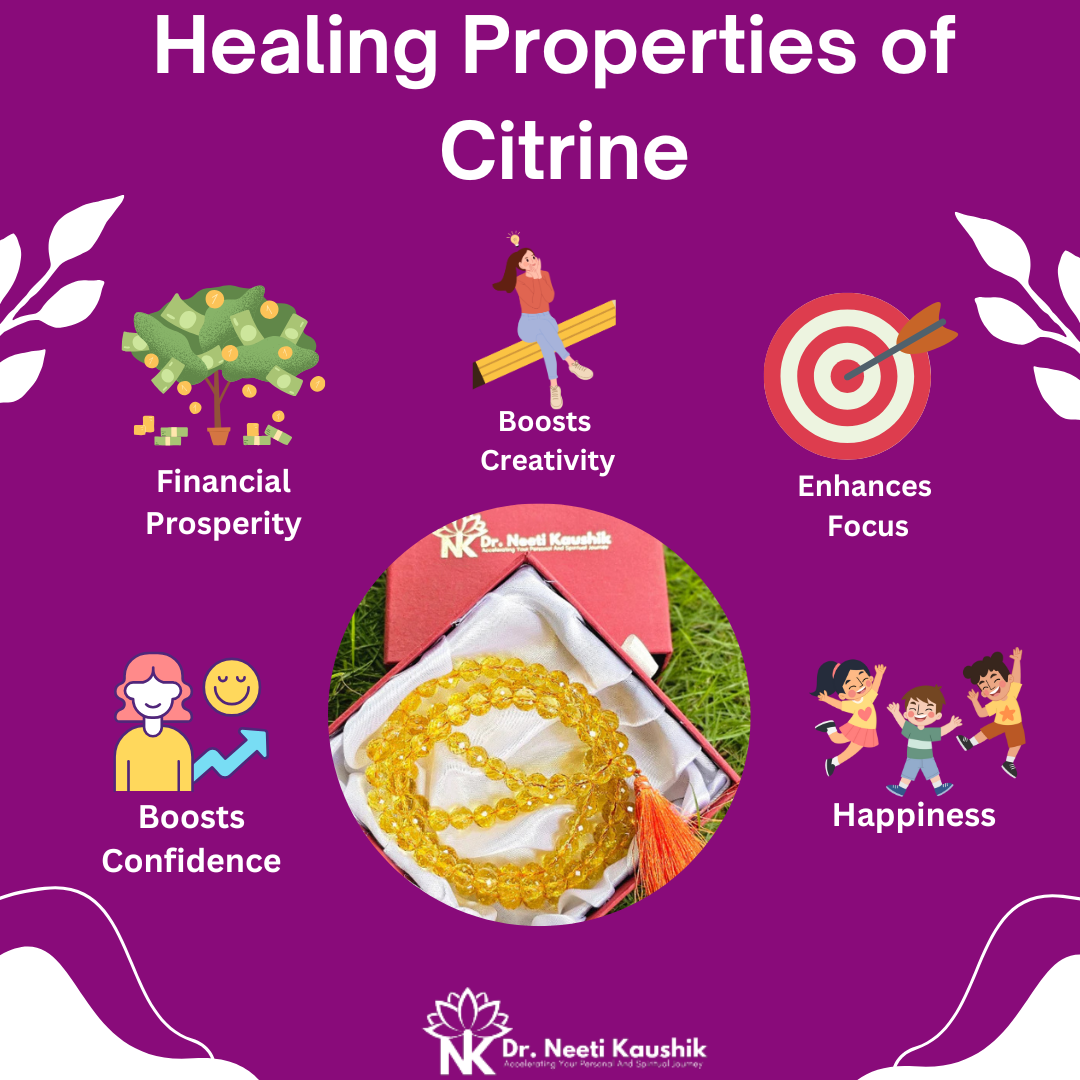 Citrine Wealth Diamond Cut Mala For Creativity & Motivation - Dr. Neeti Kaushik's Shop