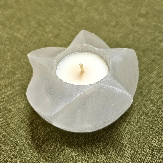 Selenite Lotus Candle Holder