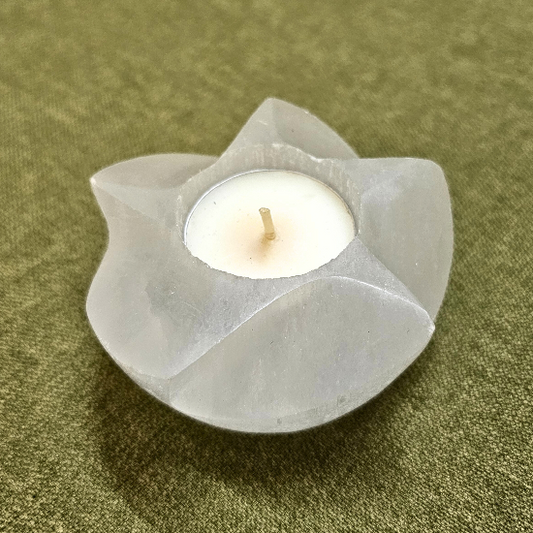 Selenite Lotus Candle Holder - Dr. Neeti Kaushik's Shop