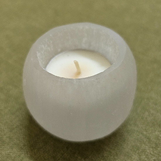 Selenite Candle Holder in Sphere - Dr. Neeti Kaushik's Shop