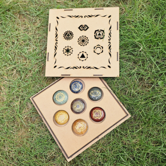 7 Chakras Tumble Set with wooden box - Dr. Neeti Kaushik's Shop