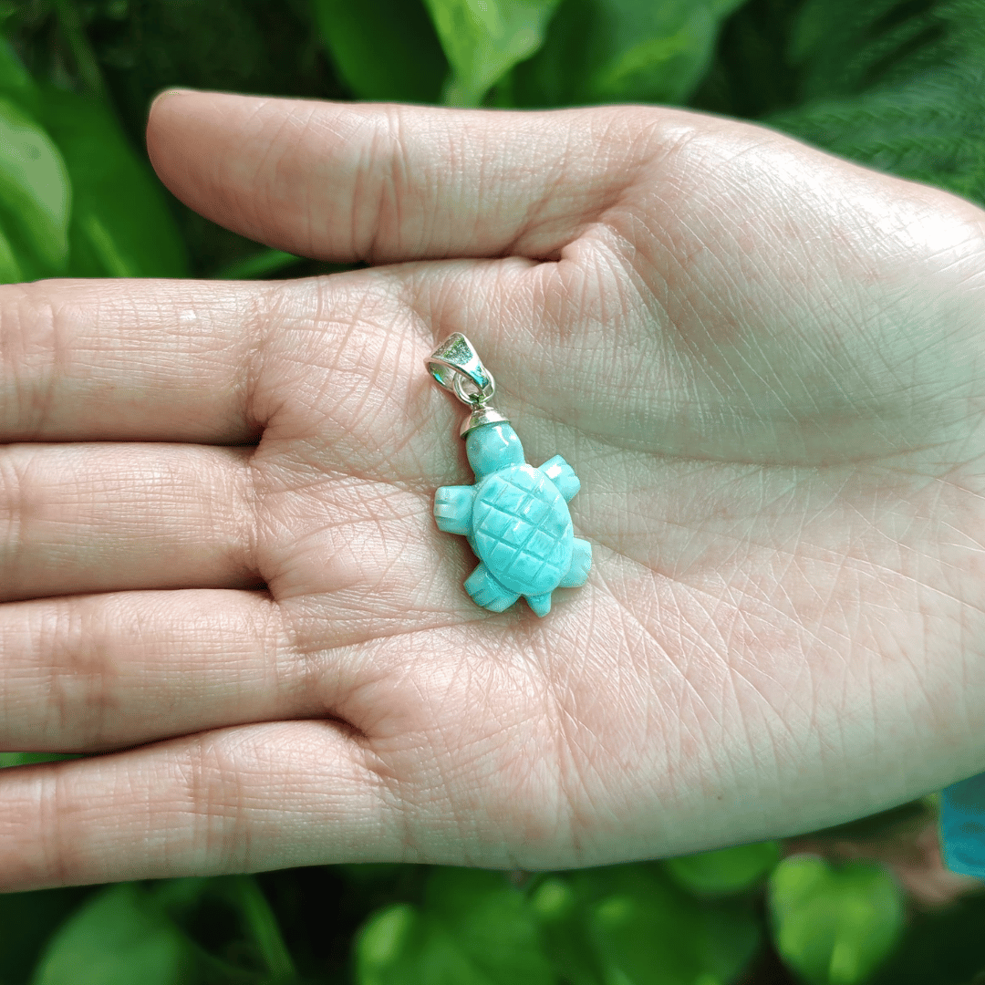 Larimar Tortoise 925 Sterling Silver Pendant