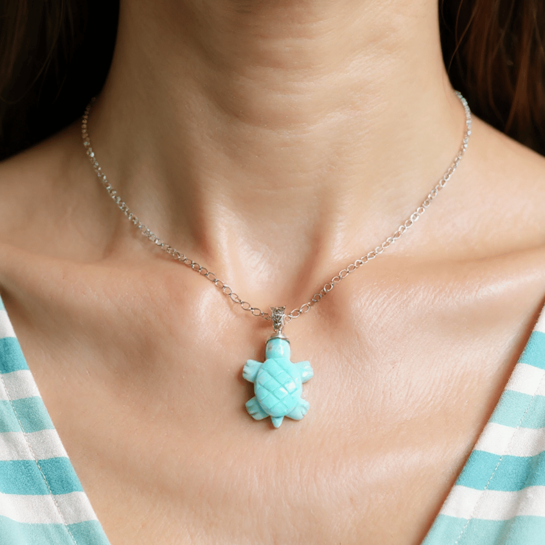 Larimar Tortoise 925 Sterling Silver Pendant