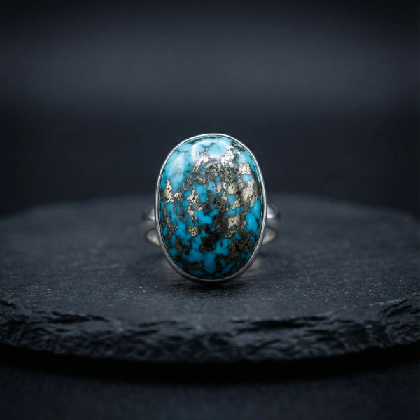 Natural Turquoise gemstone ring for calmness and balance