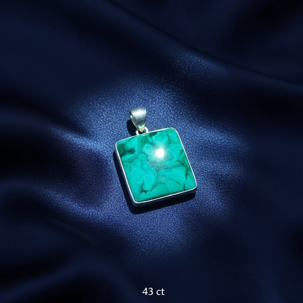 Malachite & Chrysocolla 925 Sterling Silver Pendant