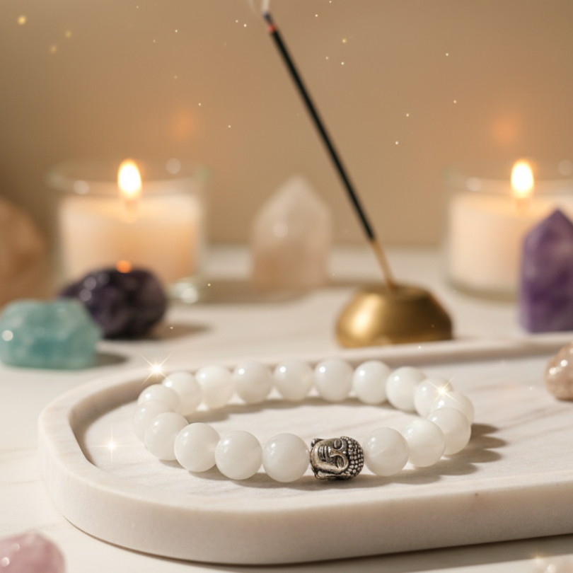 Authentic Moonstone gemstone bracelet for protection and meditation