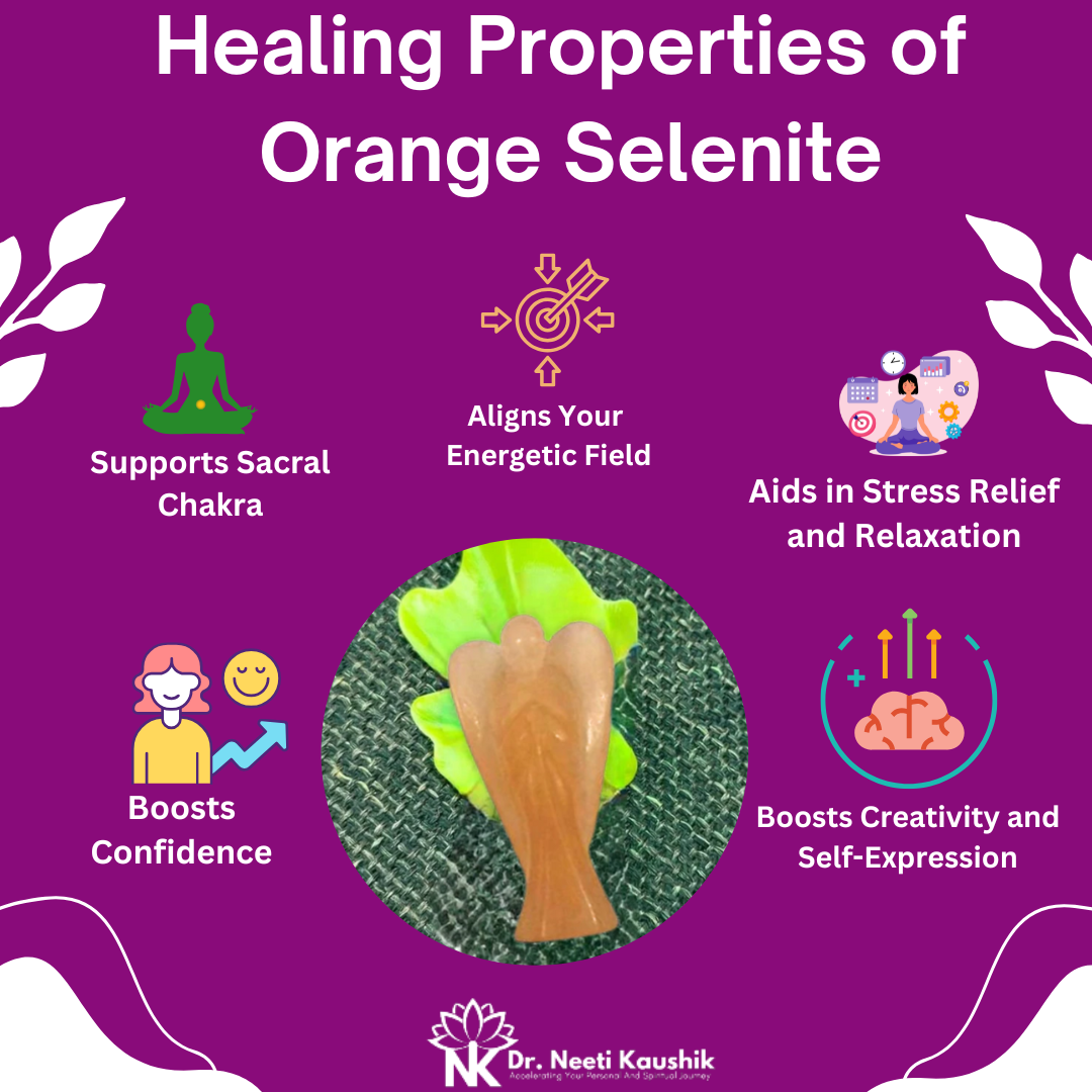 Orange Selenite Angel For Self-Expression (2 Inch) - Dr. Neeti Kaushik's Shop