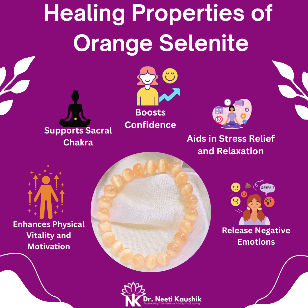 Orange Selenite Bracelet (8mm) To Release Negative Emotions - Dr. Neeti Kaushik's Shop