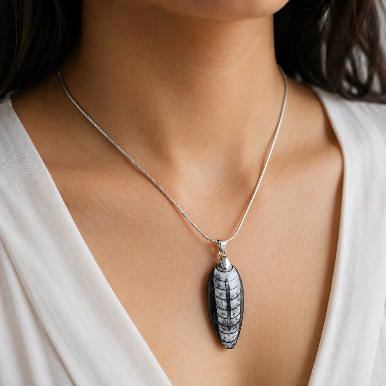 Orthoceras Kuber fossil pendant for prosperity, protection and positive energy