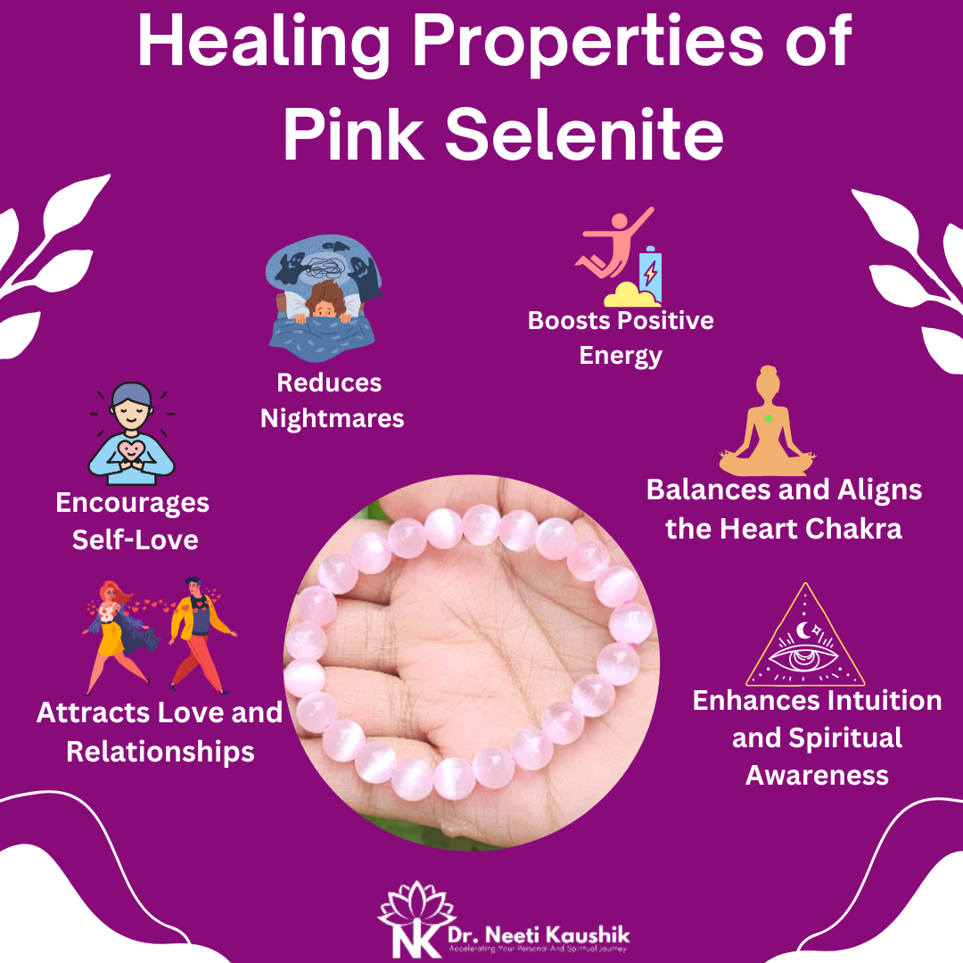 Pink Selenite Bracelet (8mm) For Removing Blockages - Dr. Neeti Kaushik's Shop
