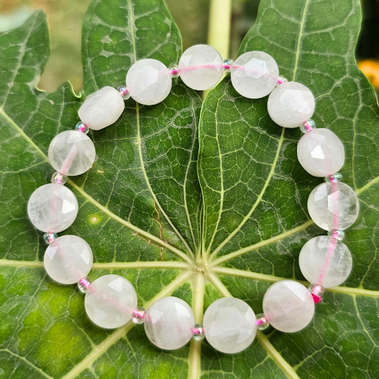 Rose quartz Diamond Cut Bracelet For Unconditional Love - Dr. Neeti Kaushik's Shop