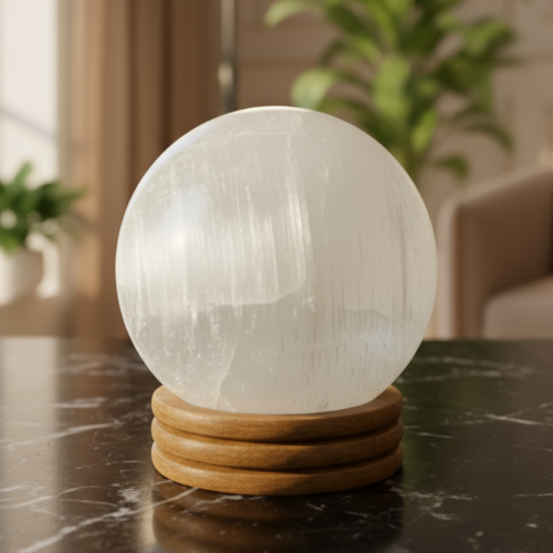 Authentic Selenite sphere for balance and peaceful energy