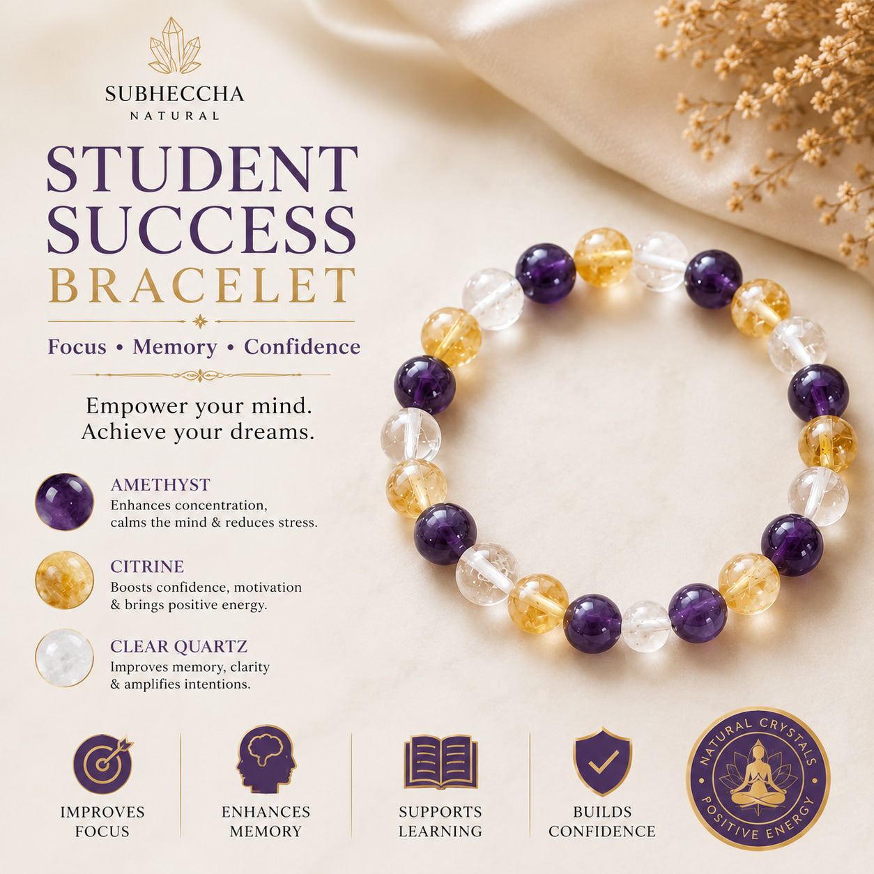 Student Success Bracelet for Focus, Memory & Academic Excellence