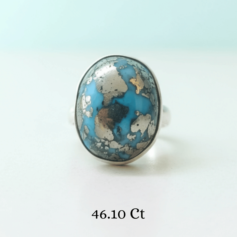 Turquoise crystal ring for protection and healing energy