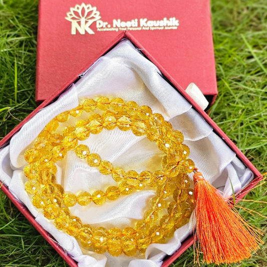 Citrine Wealth Diamond Cut Mala For Creativity & Motivation - Dr. Neeti Kaushik's Shop