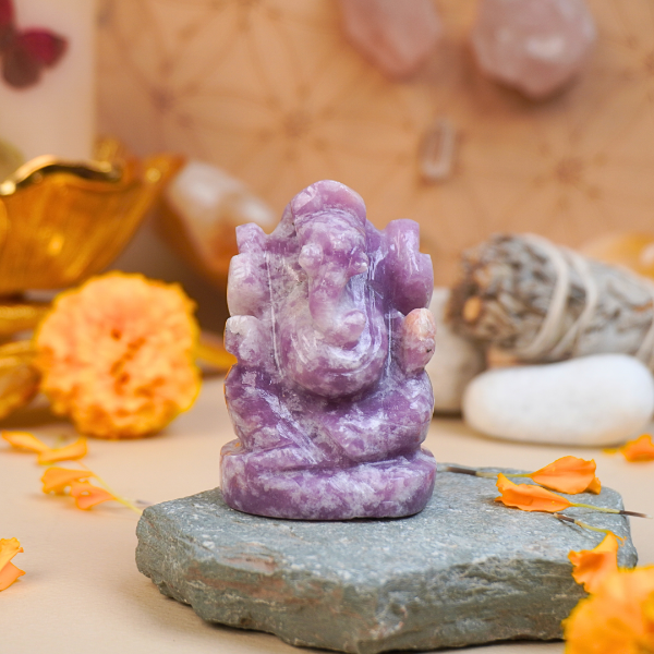 Lord Ganesha in Lepidolite - Dr. Neeti Kaushik's Shop