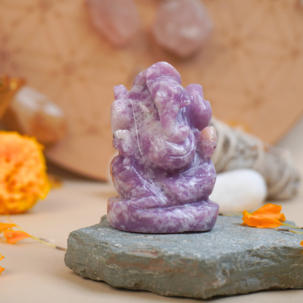 Lord Ganesha in Lepidolite - Dr. Neeti Kaushik's Shop