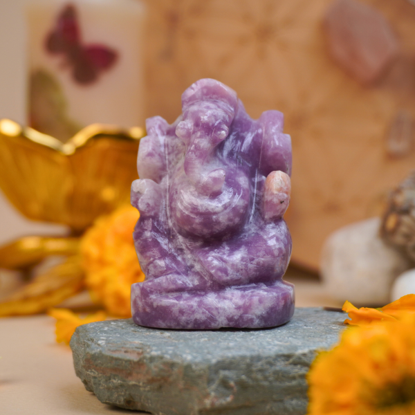 Lord Ganesha in Lepidolite - Dr. Neeti Kaushik's Shop