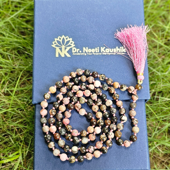 Rhodonite Jaap Mala To Activates The Heart Chakra - Dr. Neeti Kaushik's Shop