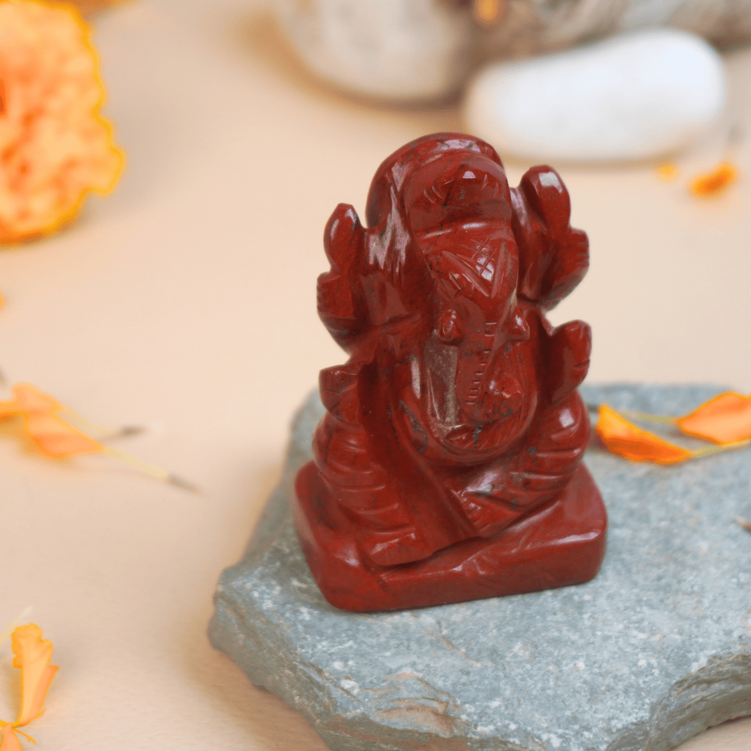 Lord Ganesh in Red Jasper - Dr. Neeti Kaushik's Shop