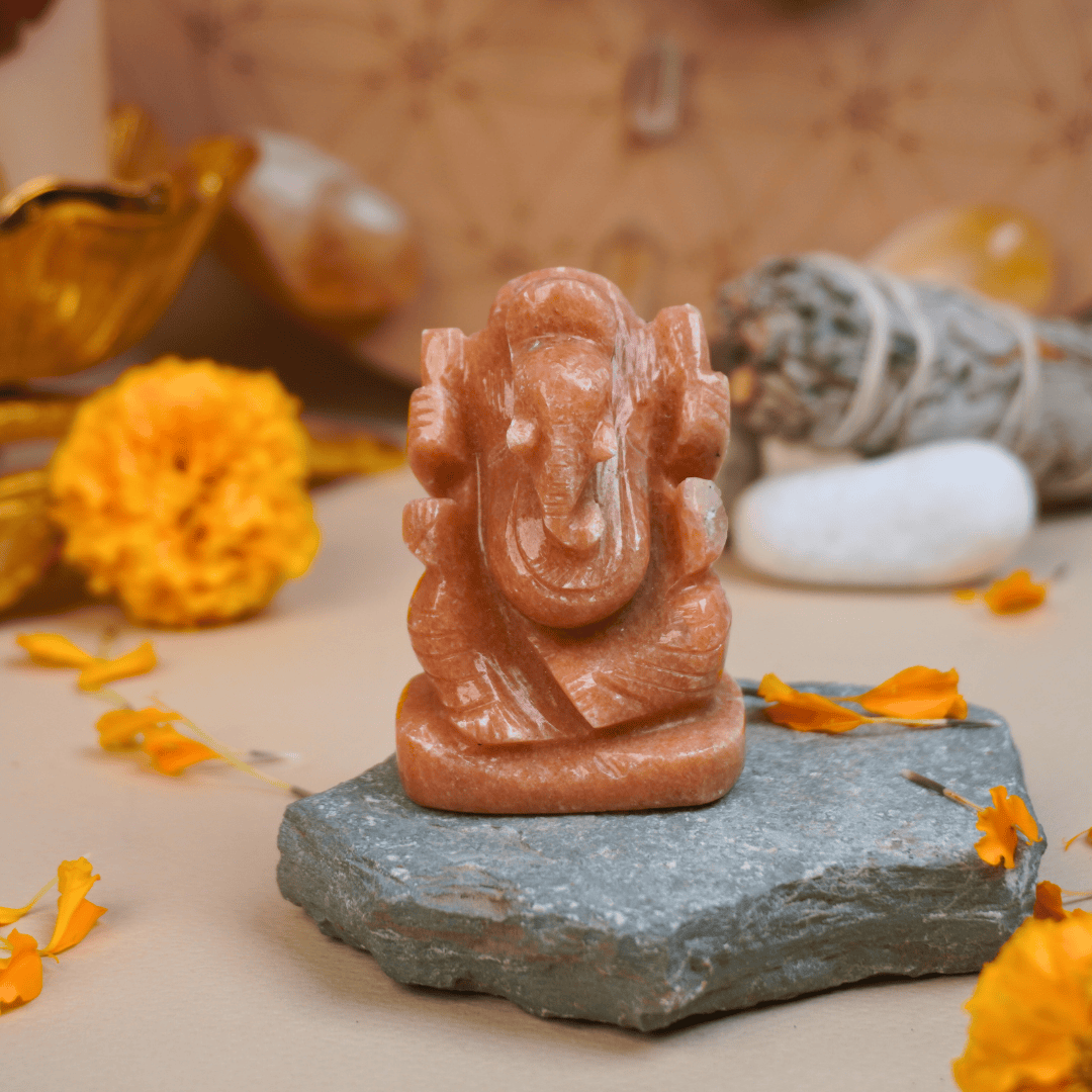 Lord Ganesha in Orange Aventurine - Dr. Neeti Kaushik's Shop