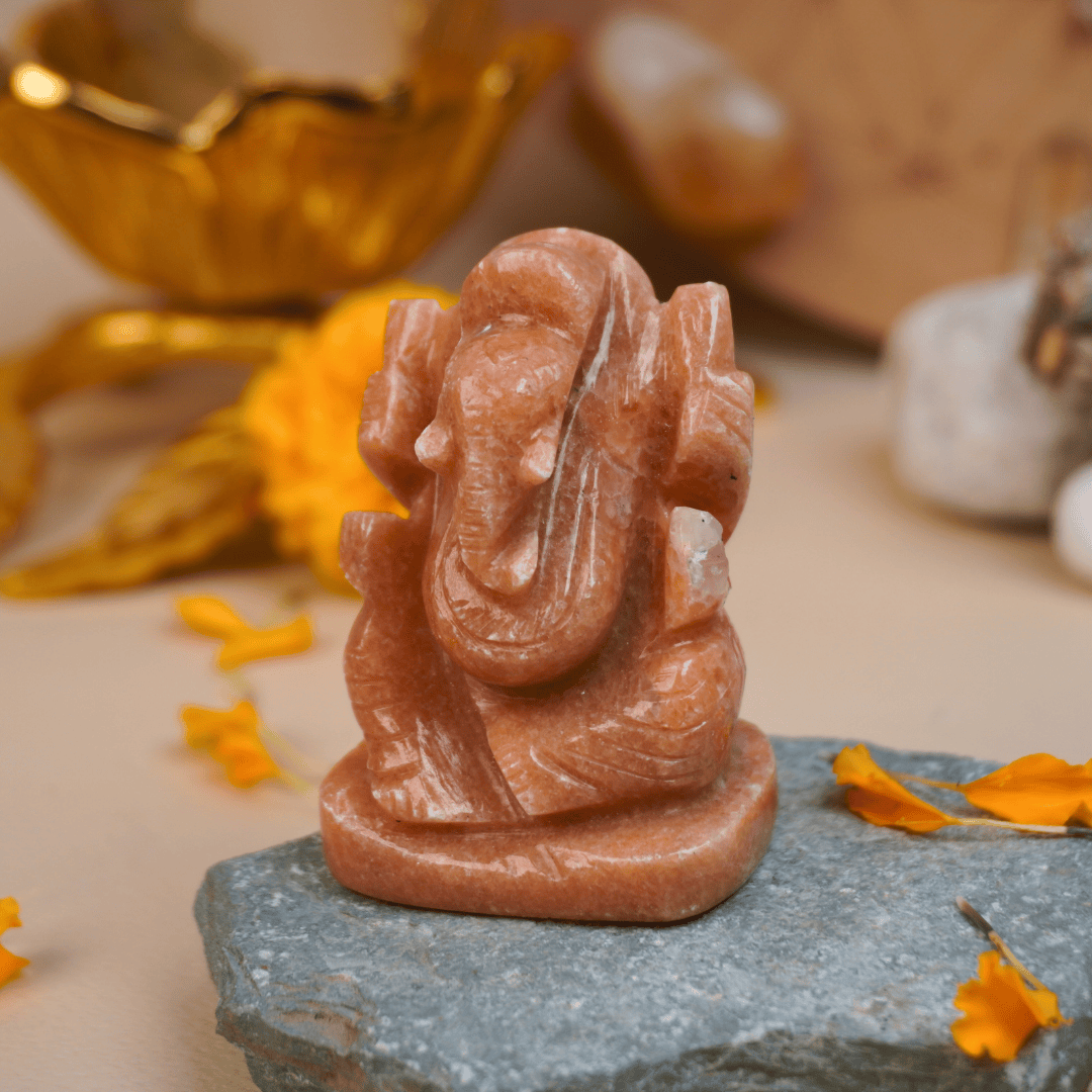 Lord Ganesha in Orange Aventurine - Dr. Neeti Kaushik's Shop