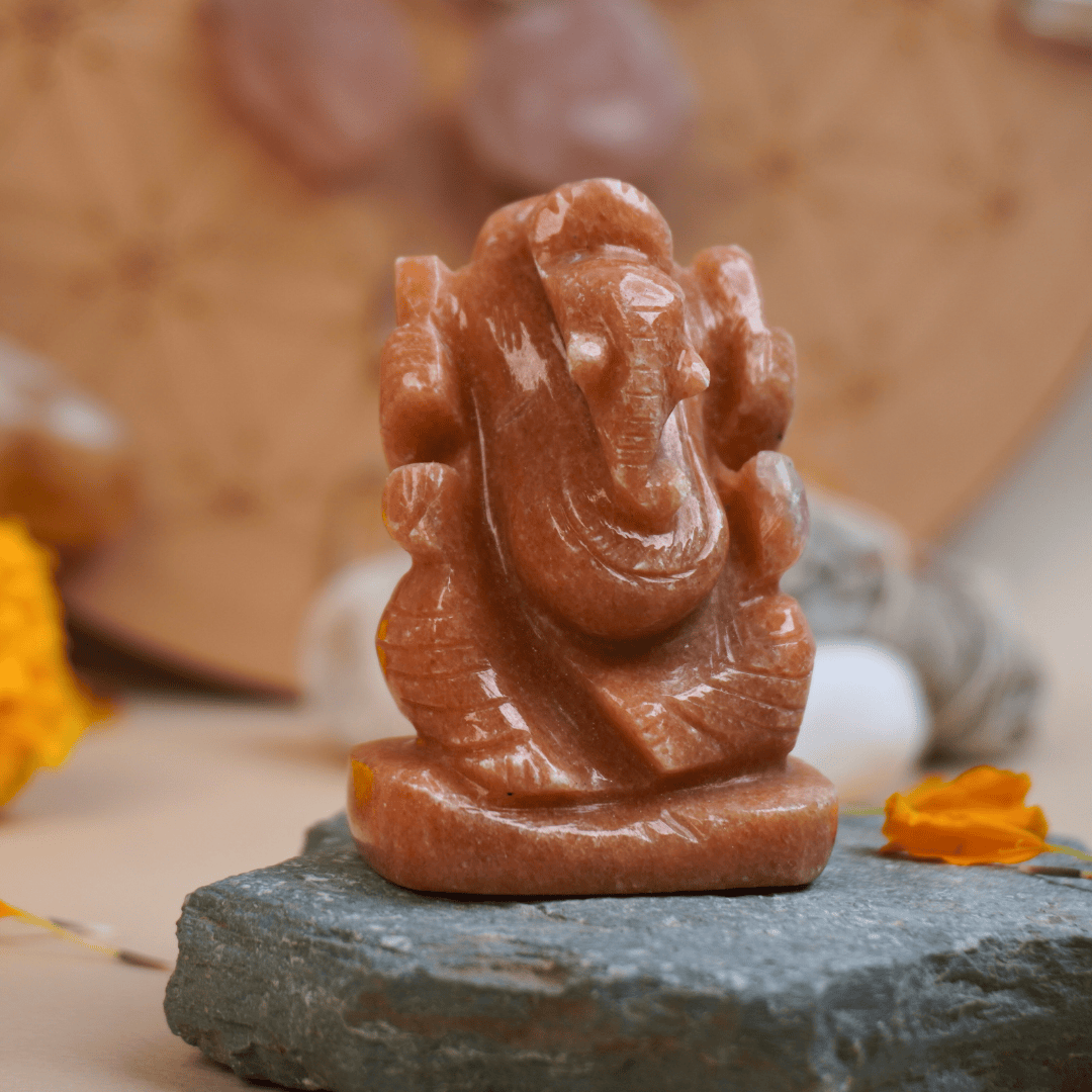 Lord Ganesha in Orange Aventurine - Dr. Neeti Kaushik's Shop