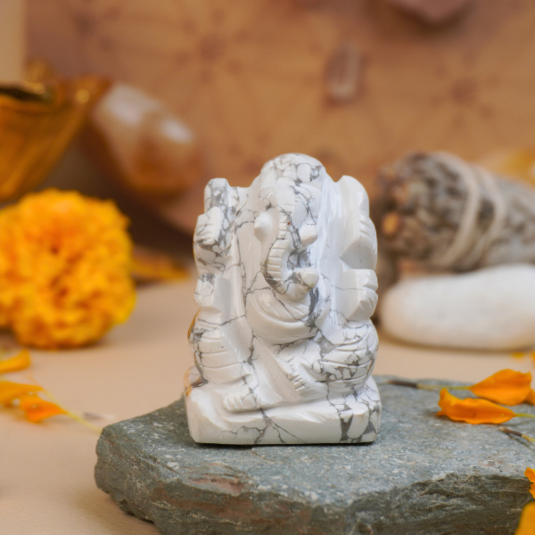 Lord Ganesh in Howlite - Dr. Neeti Kaushik's Shop