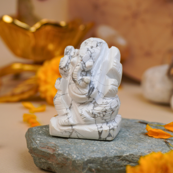 Lord Ganesh in Howlite - Dr. Neeti Kaushik's Shop