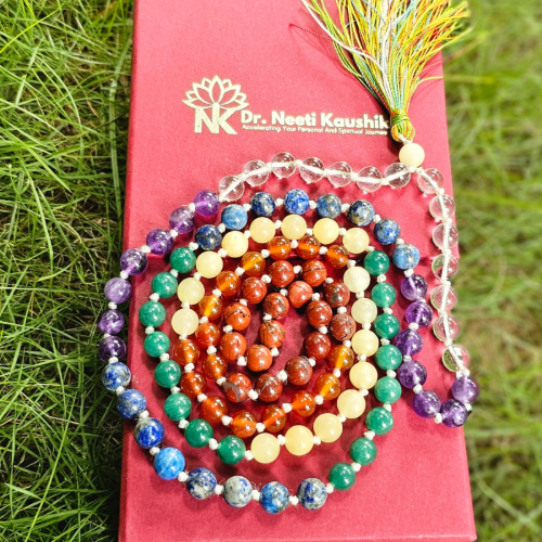 7 chakra Jaap Mala For Harmony (8mm) - Dr. Neeti Kaushik's Shop