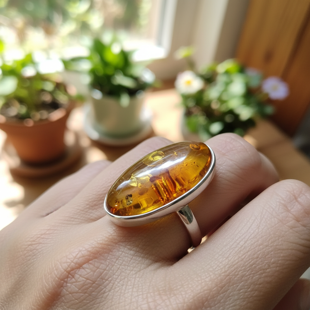 Amber 925 Sterling Silver Ring Heritage Luxury • Eternal Warmth • Handcrafted Elegance