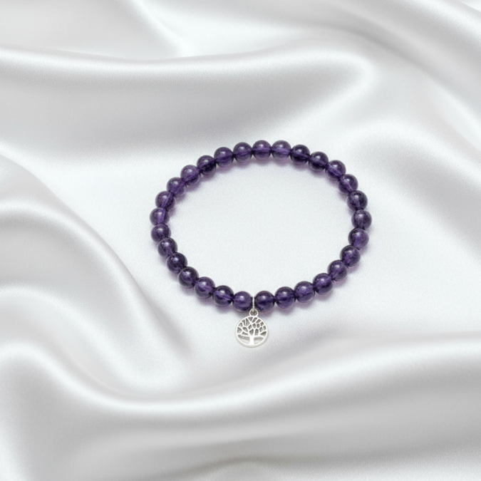 Amethyst crystal bracelet for stress relief, intuition and spiritual healing