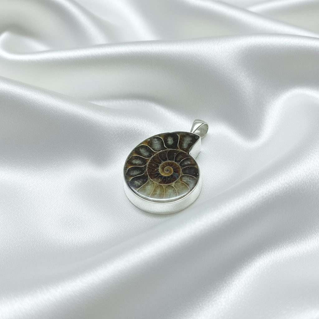 Ammonite with 925 Sterling Silver Pendant - • Ancient Energy • Wealth Magnet • Spiritual Evolution